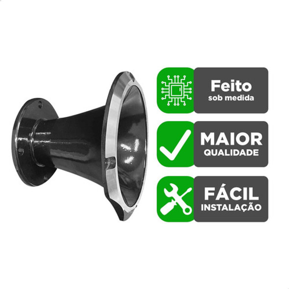 Corneta Kallaus Aluminio Hl-1450 Flange Curto Trio Preta 1