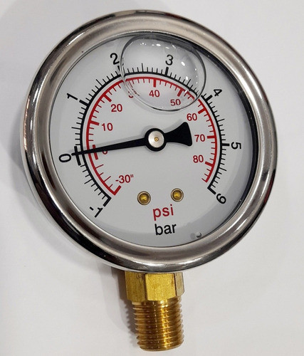 Manó Vacuómetro C/glicerina 1/4  Npt, -1 A 6 Bar Diam 63 Mm 0