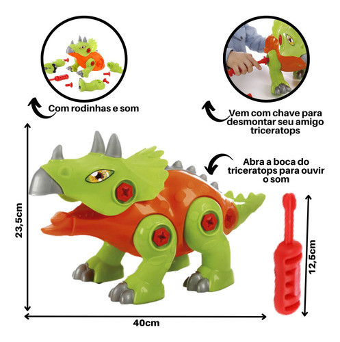 Dino Boneco Triceratops Abra A Boca Para Ouvir O Som Amigos 1