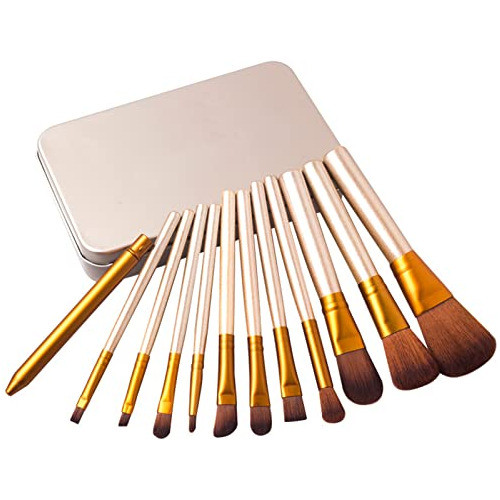 12 Brochas Maquillaje Ojos Faciales Granel Fibra Sintética 0