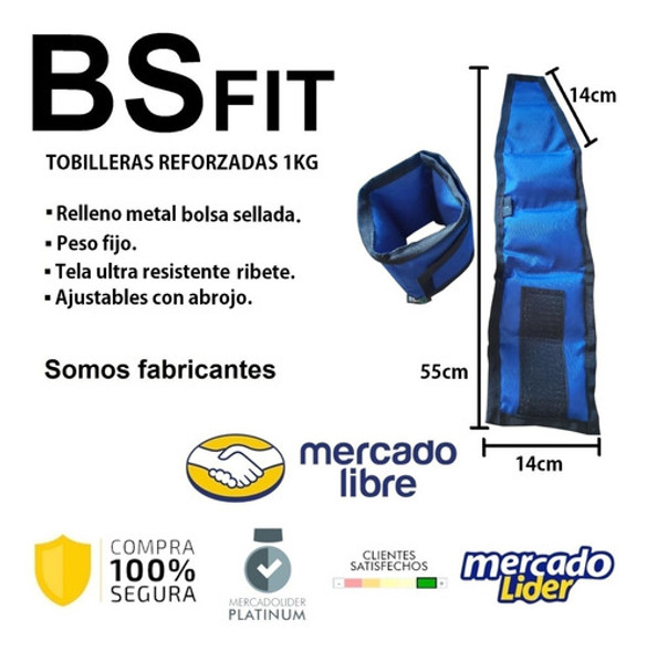 Tobilleras Con Peso 1 Kg  Reforzadas Piernas Tobillos Bsfit. 1