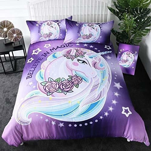 Sleepwish - Juego De Cama De Unicornio 3d, Color Morado, Col 0