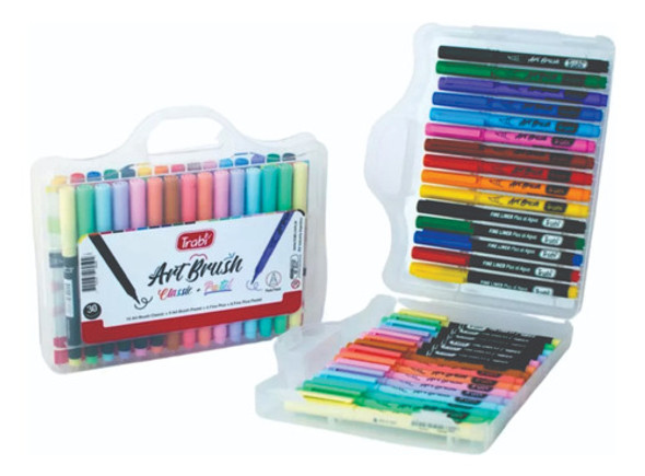 Valija Marcadores Art Brush + Microfibras + Libro Lettering 0