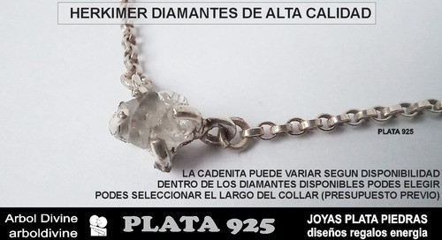 Diamante Herkimer De Alta Caludad Collar Plata 925 A Pedido 1