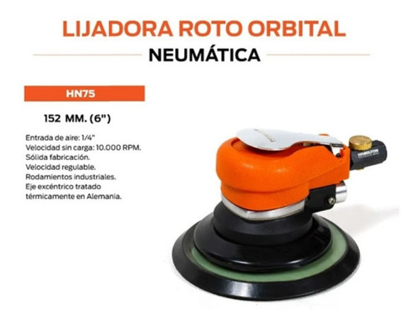 Lijadora Roto Orbital 152mm Neumatica Hamilton Hn75 1