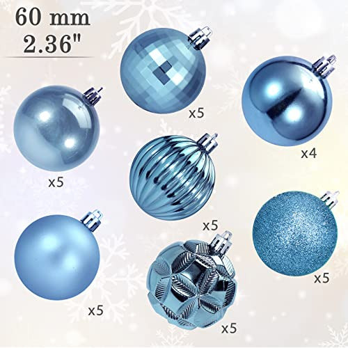 Adornos De Bola De Navidad De 60mm 34pcs. Azul Claro 1