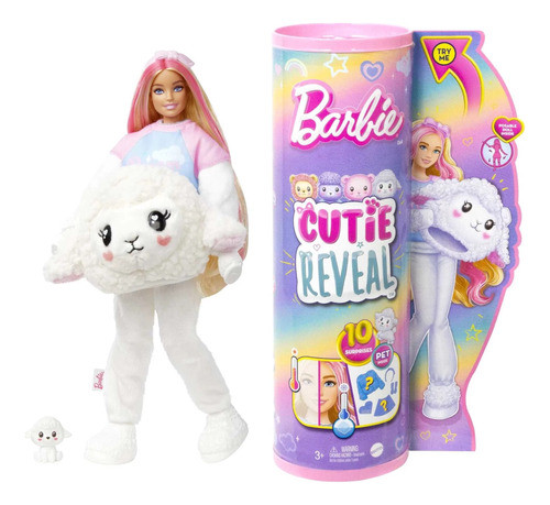 Boneca Barbie Cutie Reveal Camisetas Fofa Ovelha Candy Color 0