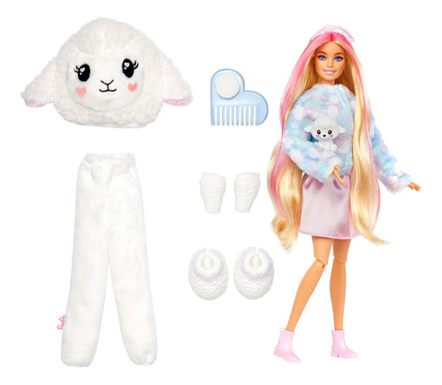 Boneca Barbie Cutie Reveal Camisetas Fofa Ovelha Candy Color 1