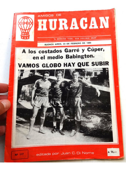 Revista Antigua Futbol Amigos De Huracan Garre Cuper 1989 0