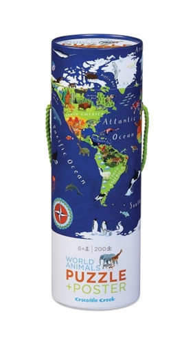 Rompecabezas Mapa Flora Y Fauna Mundo 200 Piezas Croc Creek 0