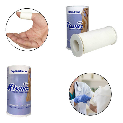 Kit 2 Esparadrapo Impermeável Algodão 10cm X 4,5m Branco 1