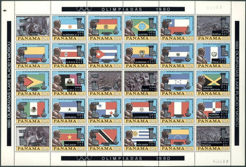 Juegos Olímpicos - Banderas - Panamá - Hoja Mint (30 Val) 0