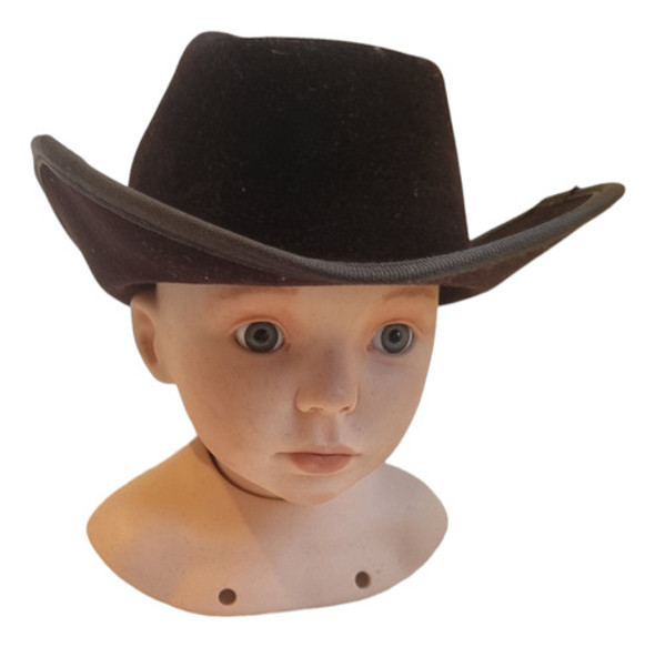 Accesorio Para Muñeco Porcelana: Sombrero Cowboy Pana Negro 1