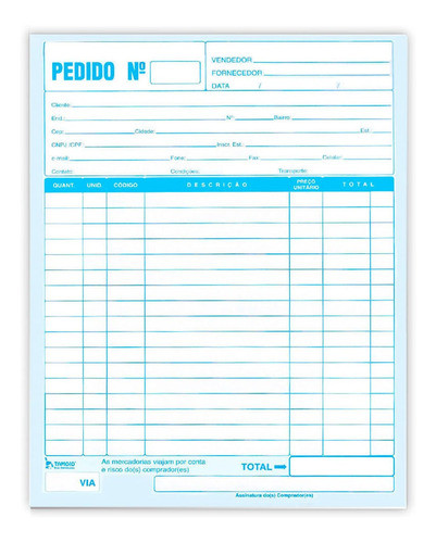 Talão De Pedido 1/18 1 Via 50 Folhas Pt 20 - Tamoio 1