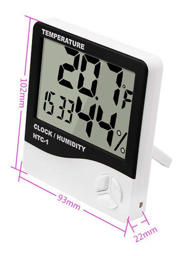 Termómetro De Pared Digital Control De Humedad Reloj Alarma 1