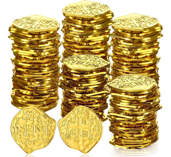 Monedas De Piratas De Plástico Para Niños, 100 Unidades Oro 0
