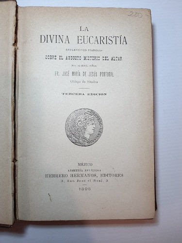 Antiguo Libro La Divina Eucarística Portugal 1895 Ro 827 0