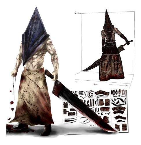Pyramid Head Silent Hill Figura 60 O 35 Cm Aproxi Papercraft 0