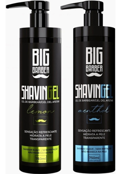 Kit Shaving Gel Big Barber Lemon + Menthol Atacado 2 Unidade 0