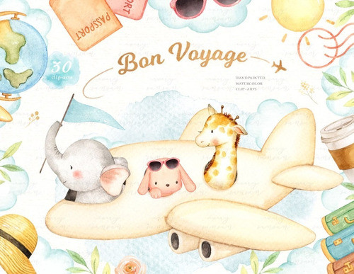 Kit Imagenes Png Cliparts Animales Viaje Acuarela Es59 0