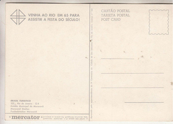 1965 Futbol Postal Vista Estadio Maracana Rio De Janeiro 1