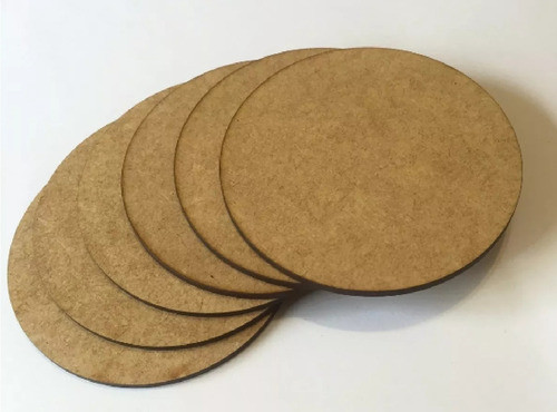 Kit Com 60 Bolachas 7x7 Mdf Crú Círculo Porta Copo 0