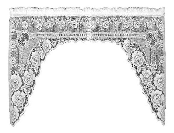 ~? Encaje Heritage, Par De Swag Rosa Victoriana Blanca, 72 X 0 ~? Encaje Heritage, Par De Swag Rosa Victoriana Blanca, 72 X 0