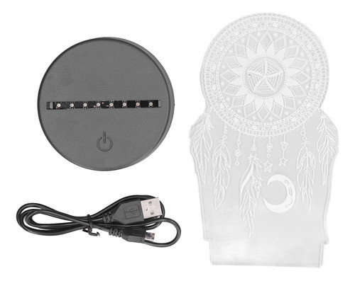 Luz Noturna 3d Dream Catcher Acrílica Colorida Touch Home 1