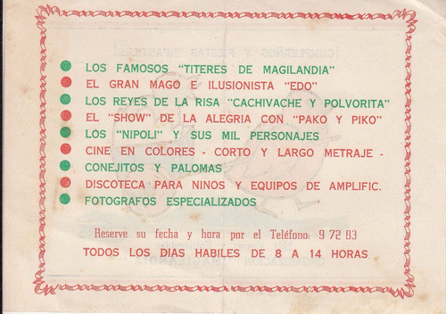 Uruguay Antiguo Flyer Fiestas Infantiles Magilandia Vintage 1