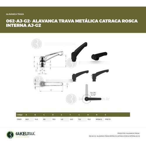 Alavanca Trava Metálica 80 M10 (05 Peças) 1