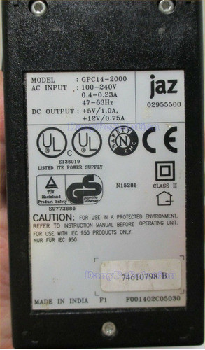 Fuente Jaz Doble Voltaje Salidas: 12v. 0,75a. Y 5v. 1a. 1