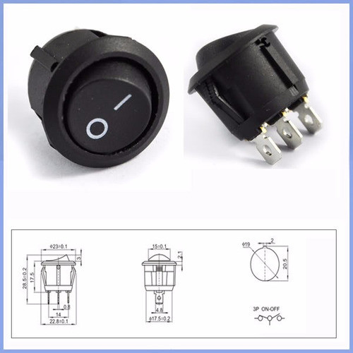 Botón Switch Encendido Y Apagado Redondo Rocker Mini 3 Pines 1