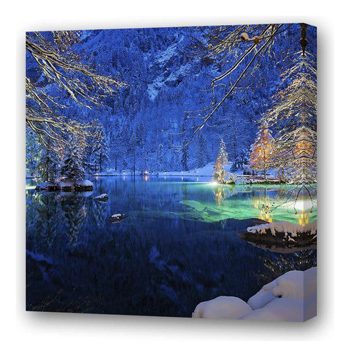 Cuadro 60x60cm Paisaje De Invierno Agua Y Luces Invernales 0