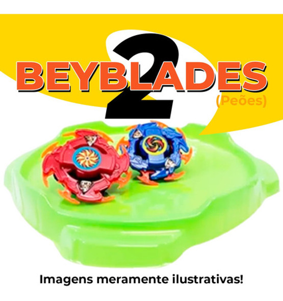 Kit Super Top 2 Beyblade Peões + Lançador E Arena Brinde 1