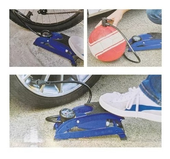 Inflador De Pie Bici, Auto, Moto,botes Con Manómetro Y Picos 1
