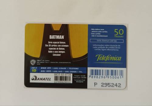 Cartão Telefônico Série Batman. 38/39. Pasta 38. 1