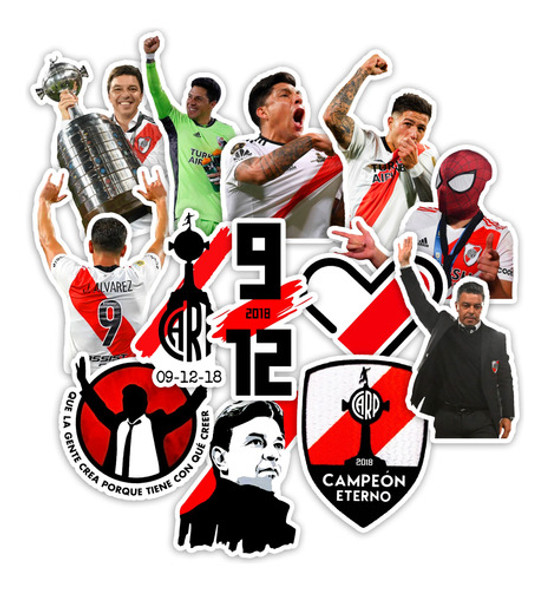 Stickers River Plate 30 Unidades 4x4 Cm Pvc Plastificados 0