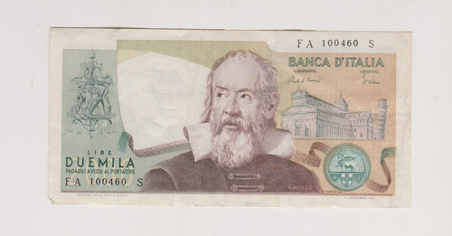 Billete Italia 2000 Liras Año 1973 Muy Bueno + 0
