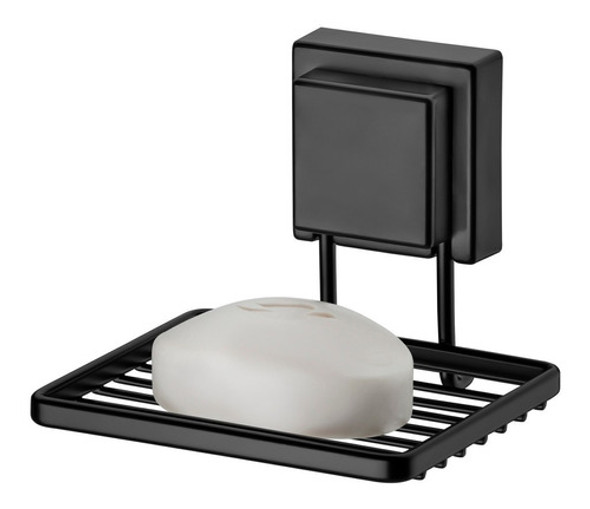 Saboneteira Porta Sabonete S/ Furo Ventosa Banheiro Preto 0