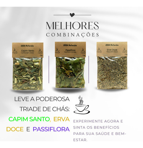 Chás Capim Santo | Erva Doce | Folhas De Maracujá Natural 1