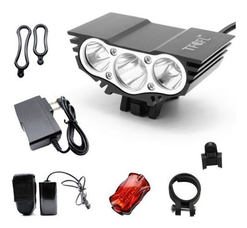 Impermeable Moto Bicicleta Frontal 3 Led Luz Lámpara + Linte 0
