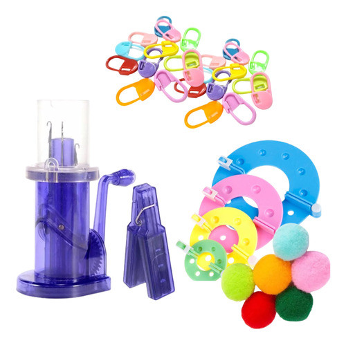 Maquina Tricotin Rabo De Gato + Marcadores + 4 Faz Pompom 0