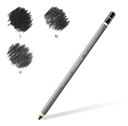 Lápis Carvão Staedtler Lumograph 3 Unidades E 1 Esfuminho 1