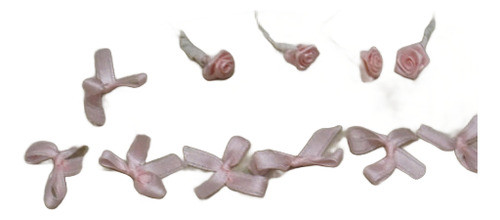 10 Florcitas Rosas Rocococo Y 10 Moños Rosas Para El Pelo 0