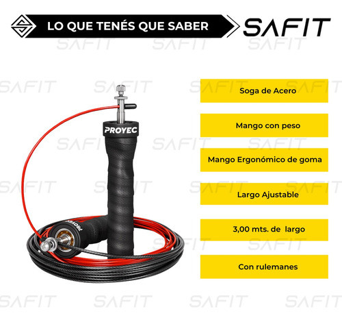 Soga Para Saltar Cable De Acero Regulable Mango Con Peso 1