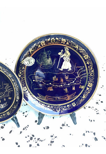 Platos Españoles Azul Cobalto Y Oro 1