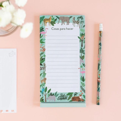 Pizarra No Olvidar Papel Listado Imantado Verde Selva Animal 1