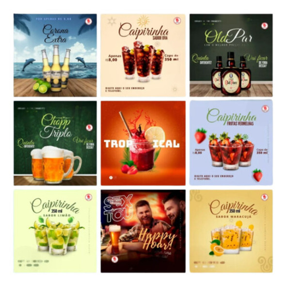 Pack Digital Bebidas Canva Com 20 Templates Editáveis 0