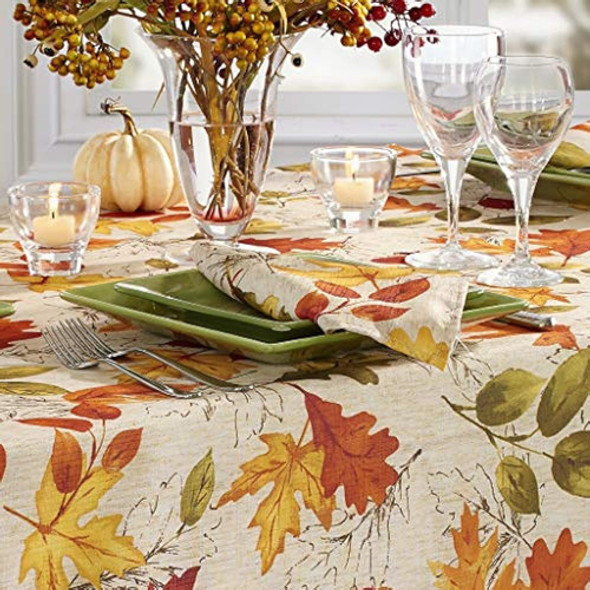 Elrene Home Fashions Autumn Leaves - Mantel De Tela Estampad 1 Elrene Home Fashions Autumn Leaves - Mantel De Tela Estampad 1