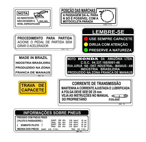 Honda Dream - Adesivo De Advertência - Dream - F. Grátis 0
